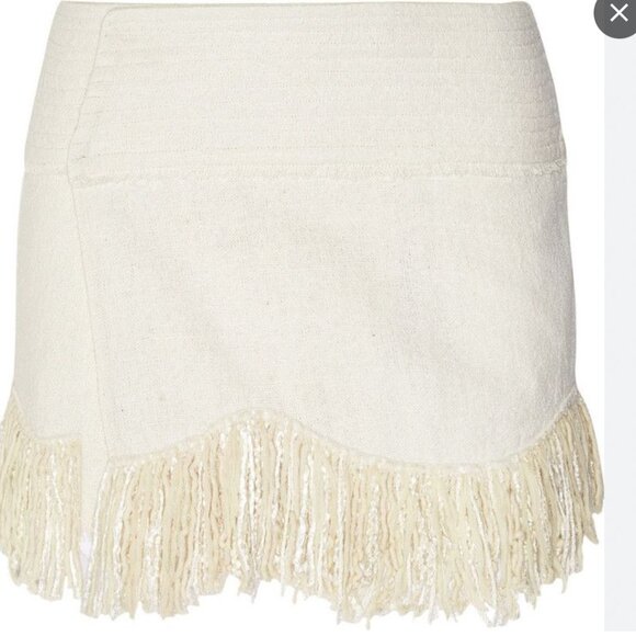Isabel Marant Natacha Fringed Woven Silk Wrap Mini Skirt size 38 - Picture 4 of 7